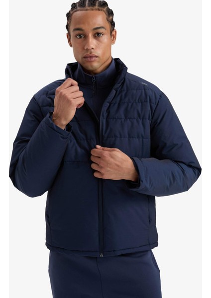 Fit Su İtici Rüzgar Geçirmez Regular Fit Dik Yaka Fermuarlı Cepli Kışlık Mont E9219AX25AU