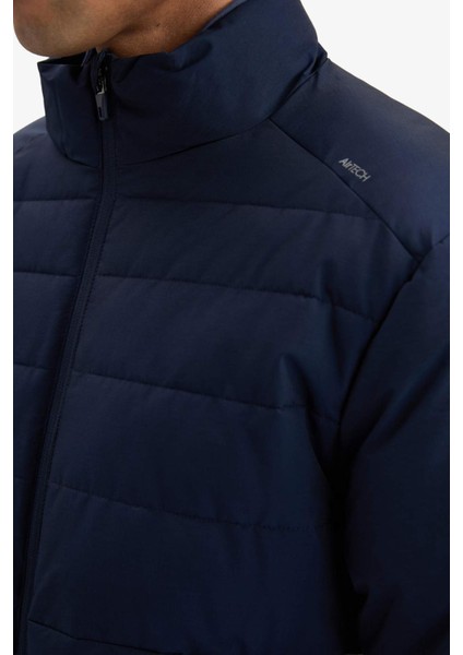 Fit Su İtici Rüzgar Geçirmez Regular Fit Dik Yaka Fermuarlı Cepli Kışlık Mont E9219AX25AU