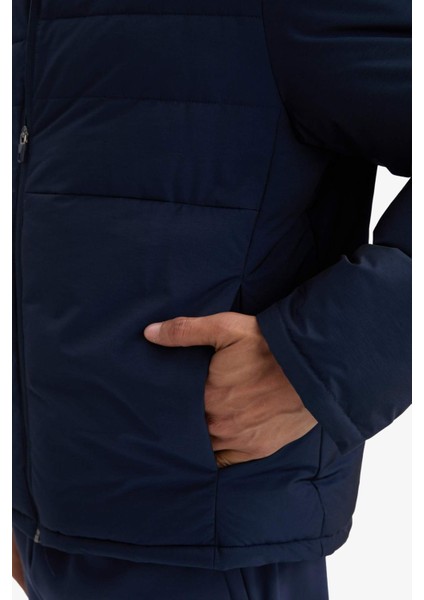 Fit Su İtici Rüzgar Geçirmez Regular Fit Dik Yaka Fermuarlı Cepli Kışlık Mont E9219AX25AU