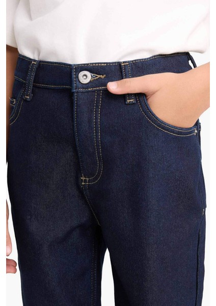Erkek Çocuk Straight Fit Düz Paça Jean Polar Astarlı Pantolon F4296A825WN fırsatları