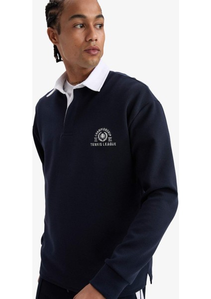 Boxy Fit Gömlek Yaka Sporcu Sweatshirt F4396AX25AU modelleri