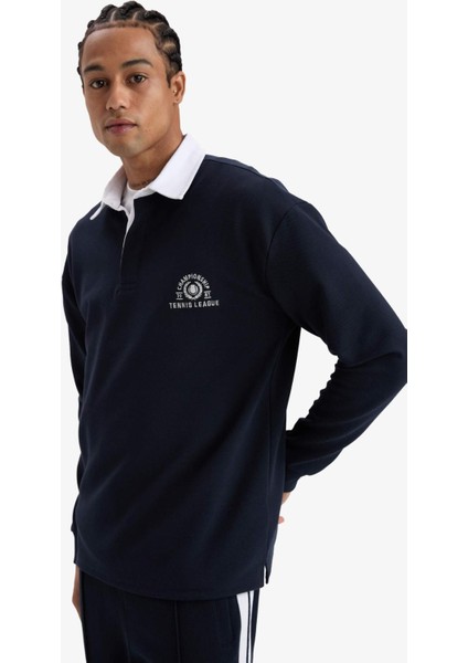 Boxy Fit Gömlek Yaka Sporcu Sweatshirt F4396AX25AU indirimleri