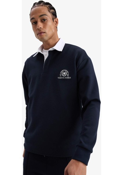 Boxy Fit Gömlek Yaka Sporcu Sweatshirt F4396AX25AU