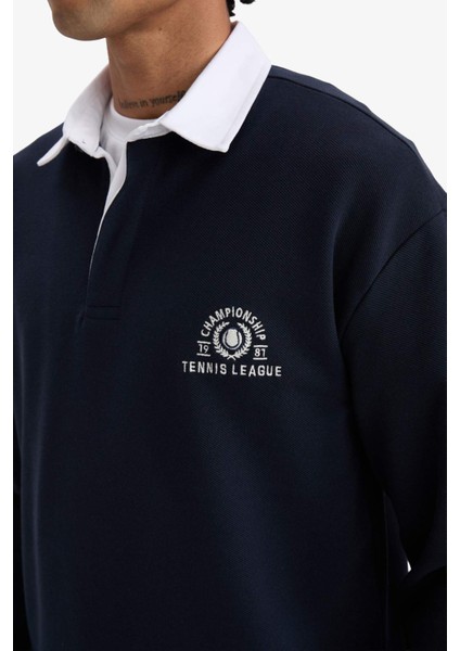 Boxy Fit Gömlek Yaka Sporcu Sweatshirt F4396AX25AU