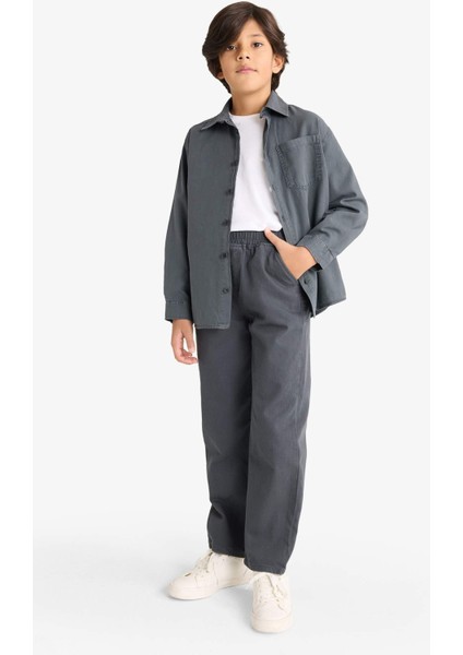 Erkek Çocuk Oversize Geniş Kalıp Polo Yaka Uzun Kollu Gömlek G2362A825AU indirimleri