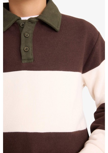 Erkek Çocuk Polo Yaka Renk Bloklu Sweatshirt G3375A825AU fırsatları