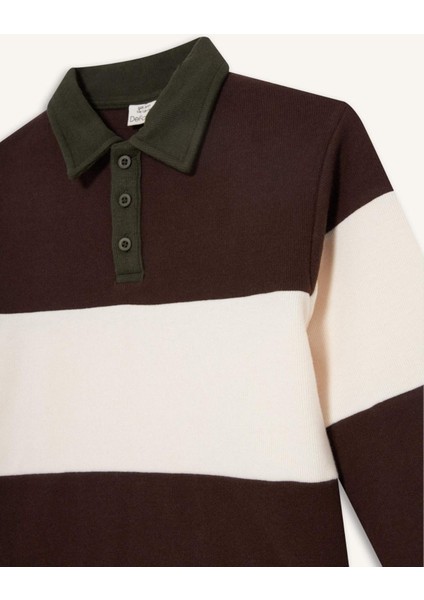 Erkek Çocuk Polo Yaka Renk Bloklu Sweatshirt G3375A825AU