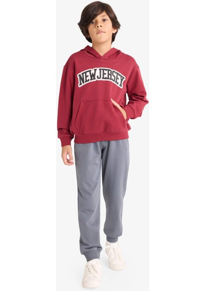 Erkek Çocuk 2'li Takım Kapüşonlu Baskılı Sweatshirt Eşofman Altı G3658A825AU