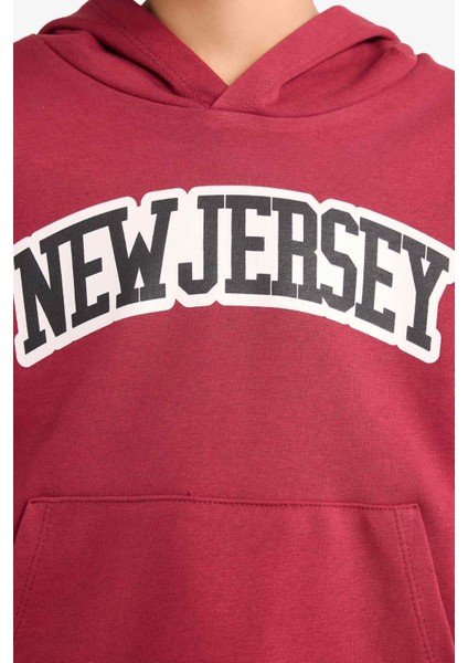 Erkek Çocuk 2'li Takım Kapüşonlu Baskılı Sweatshirt Eşofman Altı G3658A825AU