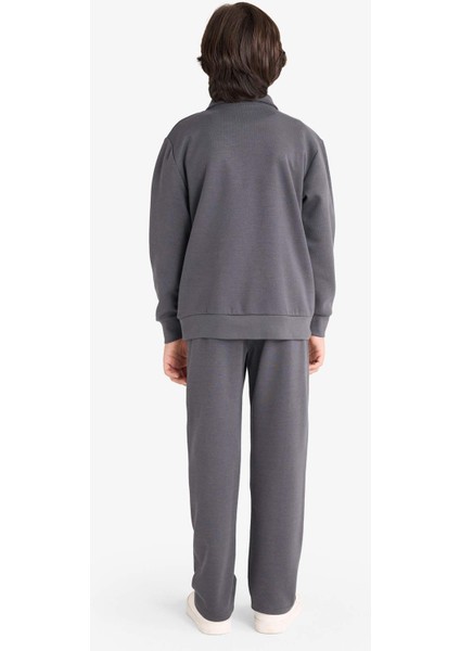 Erkek Çocuk 2'li Takım Baskılı Yarım Fermuarlı Sweatshirt Eşofman Altı G3825A825AU