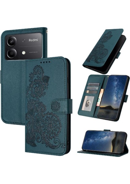 Xiaomi Redmi Note 13R Pro 5g Için Kart Yuvası ve Destekli Koruyucu Manyetik Kapatmalı Pu Deri Kılıf (Yurt Dışından)