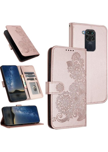 Xiaomi Redmi Note 9 Için Kart Yuvası ve Destekli Koruyucu Manyetik Kapatmalı Pu Deri Kılıf (Yurt Dışından)