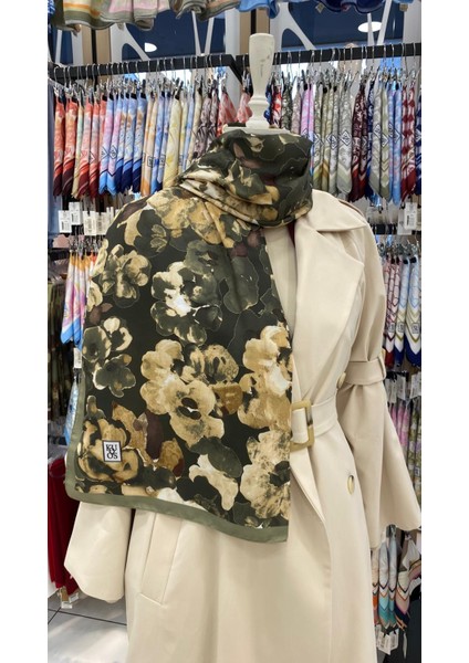 Gün Çiçekleri Desenli Şal Yeşil fiyatları