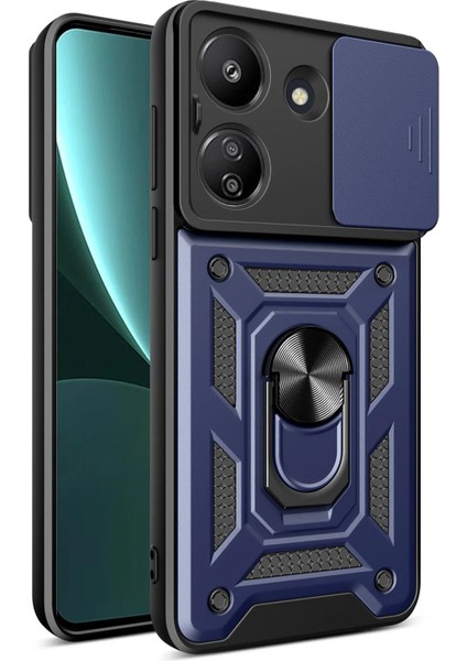 Xiaomi Redmi 13C Kılıf Pars Lens Yüzüklü Silikon - Lacivert - A5325-1772