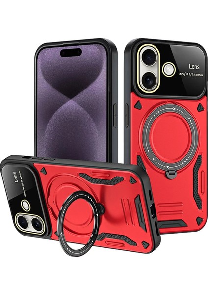 iPhone 16 Kılıf Joy Lens Standlı Kapak - Kırmızı - A2056-4290