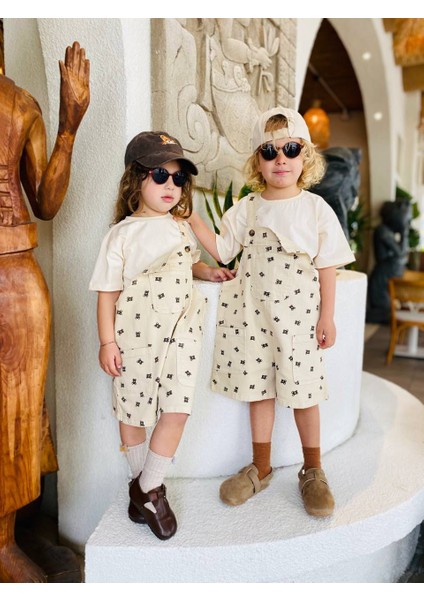 Unisex Çocuk Ayıcık Baskılı Salopet Tulum fiyatları