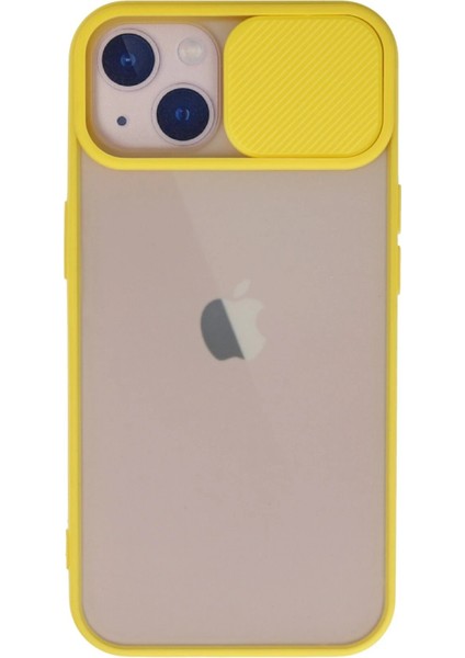 iPhone 13 Kılıf Palm Buzlu Kamera Sürgülü Silikon - Sarı - A5590-7369