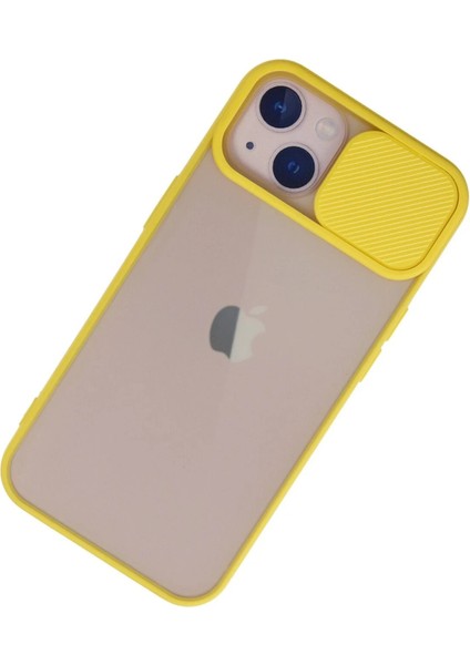 iPhone 13 Kılıf Palm Buzlu Kamera Sürgülü Silikon - Sarı - A5590-7369 modelleri