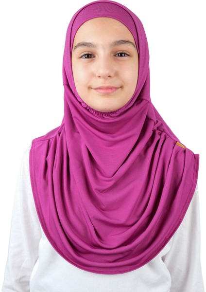 Pratik Hazır Geçmeli Boneli Çocuk Şal Fuşya