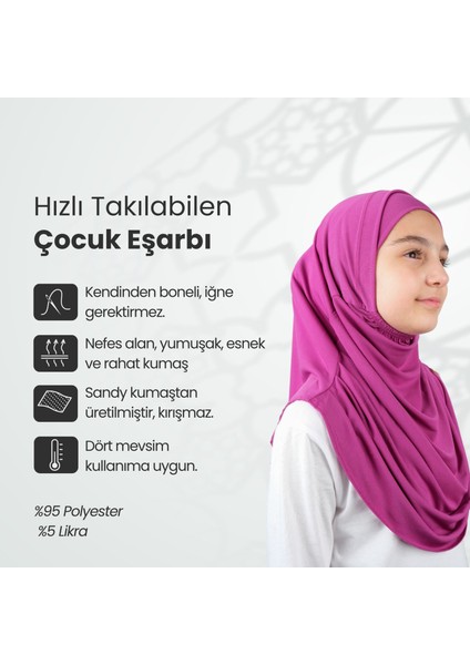 Pratik Hazır Geçmeli Boneli Çocuk Şal Fuşya fiyatları