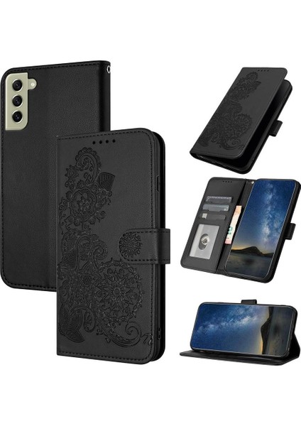 Samsung Galaxy S21 Plus Için Kart Yuvası ve Destekli Koruyucu Manyetik Kapatmalı Pu Deri Kılıf (Yurt Dışından)