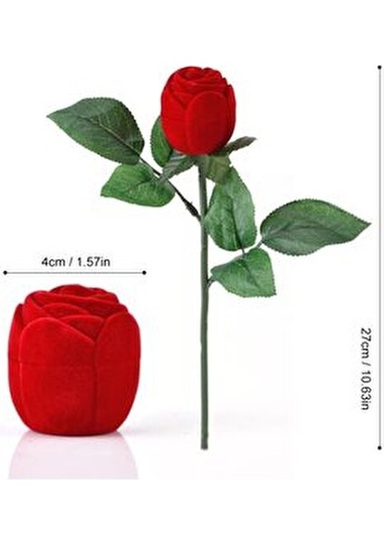 Özer Kadife Saplı Gül Şeklinde Yüzük ve Küpe Kutusu Kırmızı 4 x 27 cm indirimleri