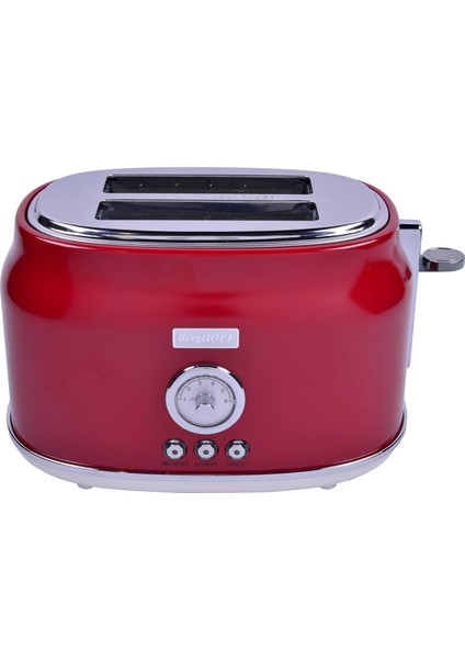 Gem Retro 2 Dilim Ekmek Kızartma Makinesi – 815 W, Paslanmaz Çelik Gövde | Kırmızı