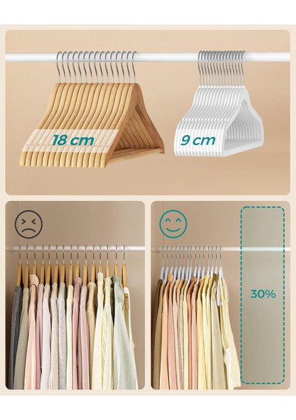 Kadife Elbise Askısı, 30'lu Set, Askı, Ceket Askısı, 41,5 cm Genişliğinde, Elbise Askısı, I indirimleri