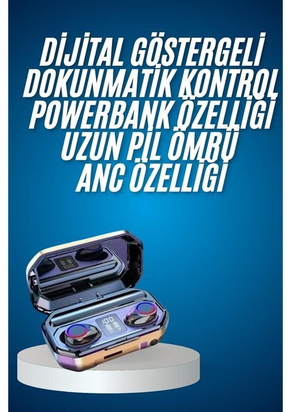 Yeni Nesil Bluetooth Kulaklık Uzun Pil Ömrü El Fenerli Dijital Şarj Göstergeli