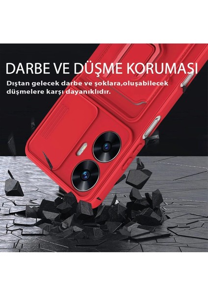 Realme C55 Kılıf Zuma Kartvizitli Yüzüklü Silikon - Siyah - A3543-3241 fiyatları