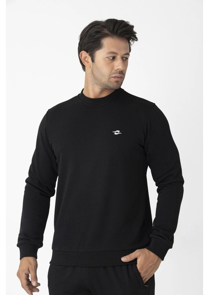 Üç Iplik Sıfır Yaka Siyah Erkek Sweat 6053
