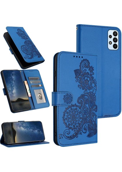 Samsung Galaxy A23 4g Için Kart Yuvası ve Destekli Koruyucu Manyetik Kapatmalı Pu Deri Kılıf (Yurt Dışından)