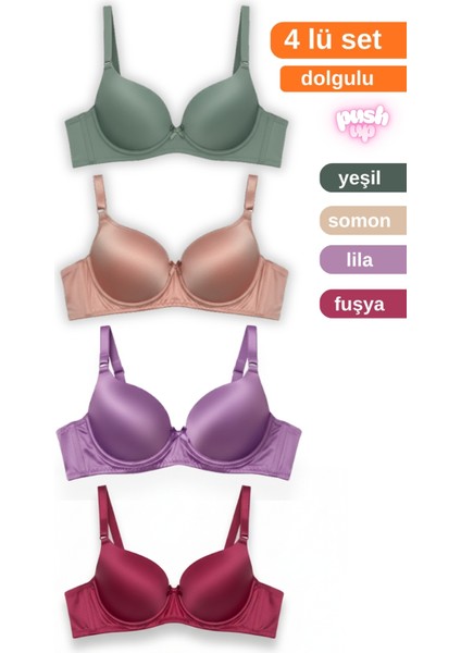 Kadın 4'lü Dolgulu Destekli Sütyen – Konforlu ve Şık Tasarım