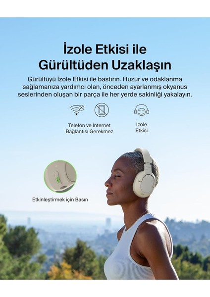 AUD008 Sf Kafaüstü Kulaklık-Krem - 60 Saat Oynatma Özellikli Kulak Üstü Kulaklık, Derin Bas, fırsatları