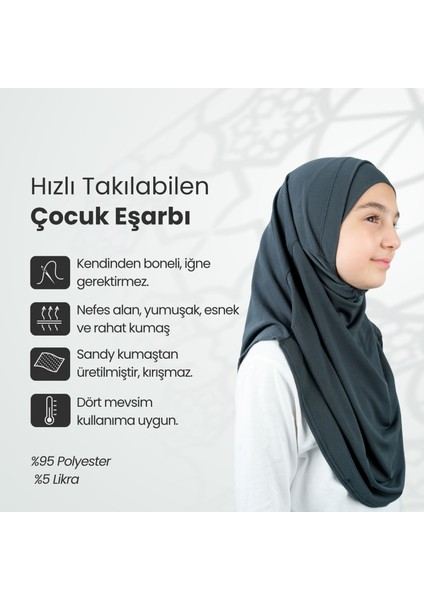 Pratik Hazır Geçmeli Boneli Çocuk Şal Antrasit fiyatları