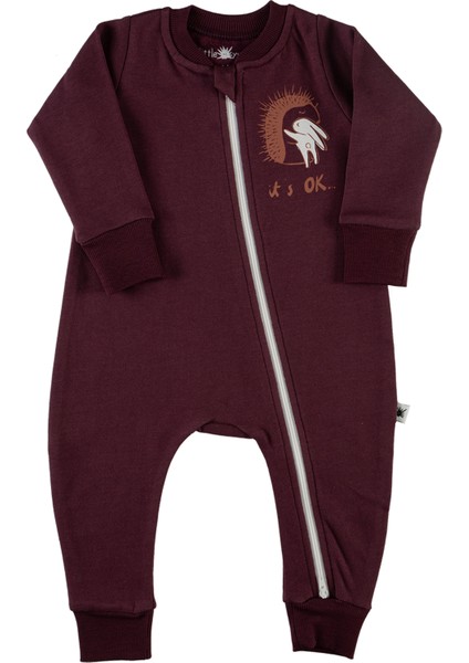 Warm Zip Organik Pamuk Kışlık Tulum-Mürdüm