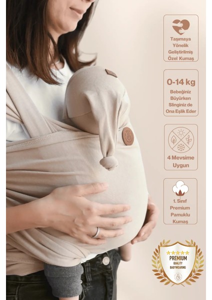 Premium Esnek Wrap Sling ( Babysling - Sling - Babysling - Bebek Taşıma Şalı - Babywearing - Kanguru )