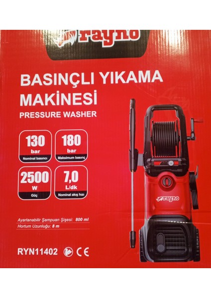 Yüksek Basınçlı Oto Yıkama Makinesi 2500W 195 Bar