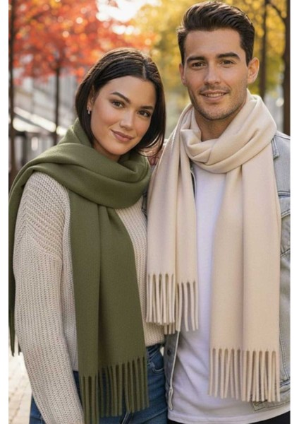 Unisex Yumuşak Dokulu Püsküllü Kışlık Buklet Atkı Şal 2'li Set