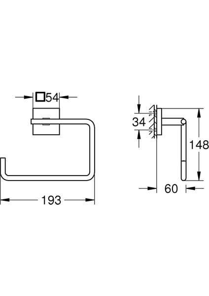 Start Cube Quickfix Halka Havluluk, Duş/banyo Aksesuarları, Krom, 40975000 modelleri