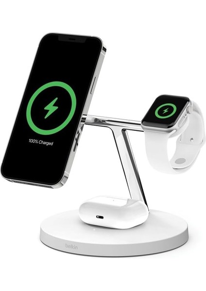 Boostcharge Pro 3'ü 1 Arada Qi2'li Kablosuz Şarj Cihazışarj Standı - Beyaz