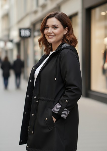 Büyük Beden Kapüşonlu Siyah Renkli Bonding Ceket modelleri