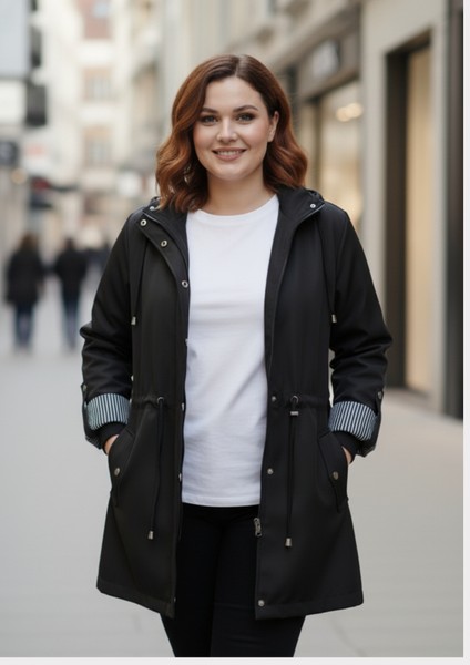 Büyük Beden Kapüşonlu Siyah Renkli Bonding Ceket fırsatları