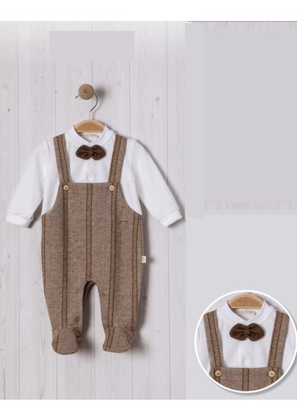 Balıksırtı Salopet Papyonlu Bebe Erkek Tulum