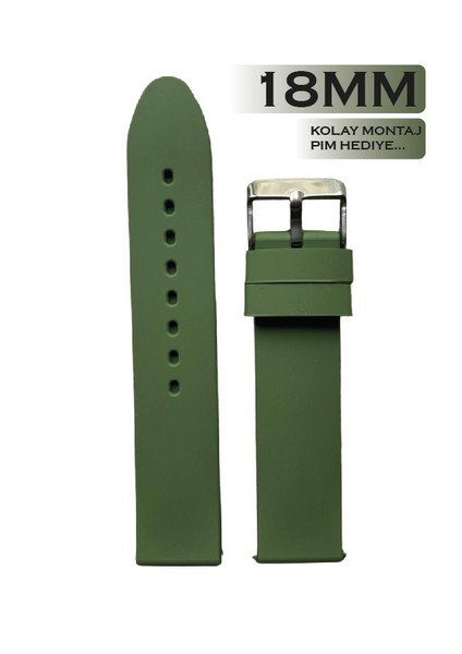 Bombeli Silikon Premium Saat Kordonu – Paslanmaz Çelik Tokalı + Pim Hediyeli