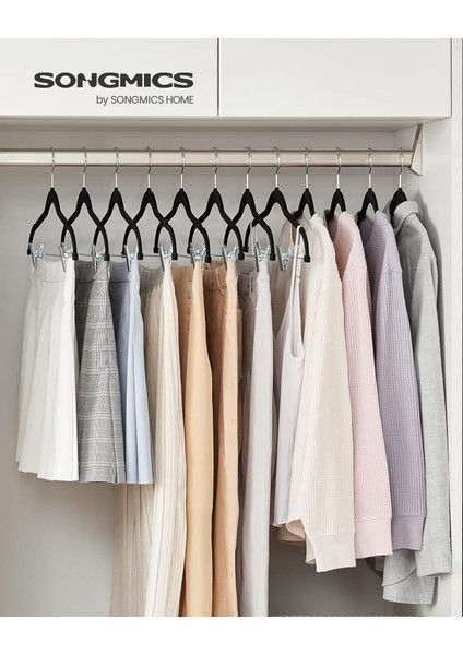 Elbise Askısı Kadife, 12'li Set, Etek Askısı, 42,5 cm Genişliğinde, Ayarlanabilir Klipsli, fiyatları