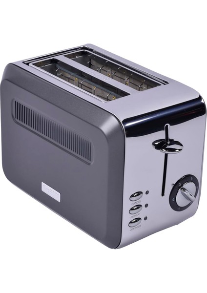 Gem Titan 2 Dilim Ekmek Kızartma Makinesi – 980 W, Paslanmaz Çelik Gövde | Antrasit Gümüş