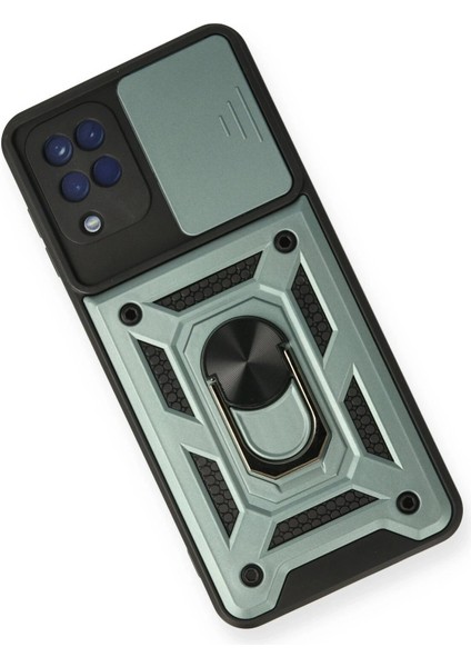 Samsung Galaxy A12 Kılıf Pars Lens Yüzüklü Silikon - Yeşil - A9802-3598 modelleri