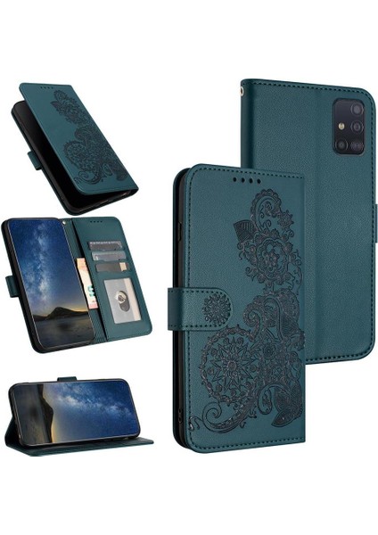 Samsung Galaxy A51 4g Için Kart Yuvası ve Destekli Koruyucu Manyetik Kapatmalı Pu Deri Kılıf (Yurt Dışından)
