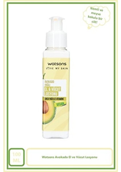 Avokado El ve Vücut Losyonu 100 ml Vegan Formül ile Cildinizi Besler fiyatları